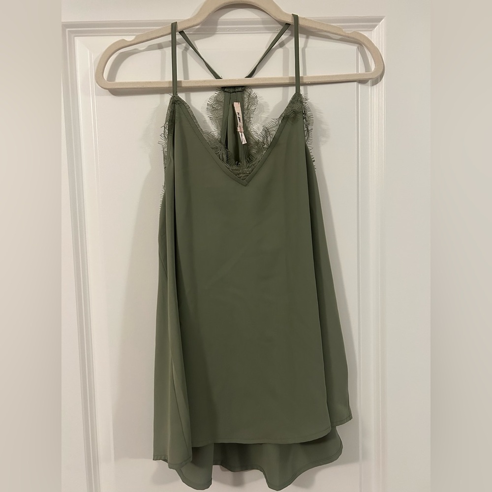 Francesca's Collections Olive Green Lace-Trim Camisole